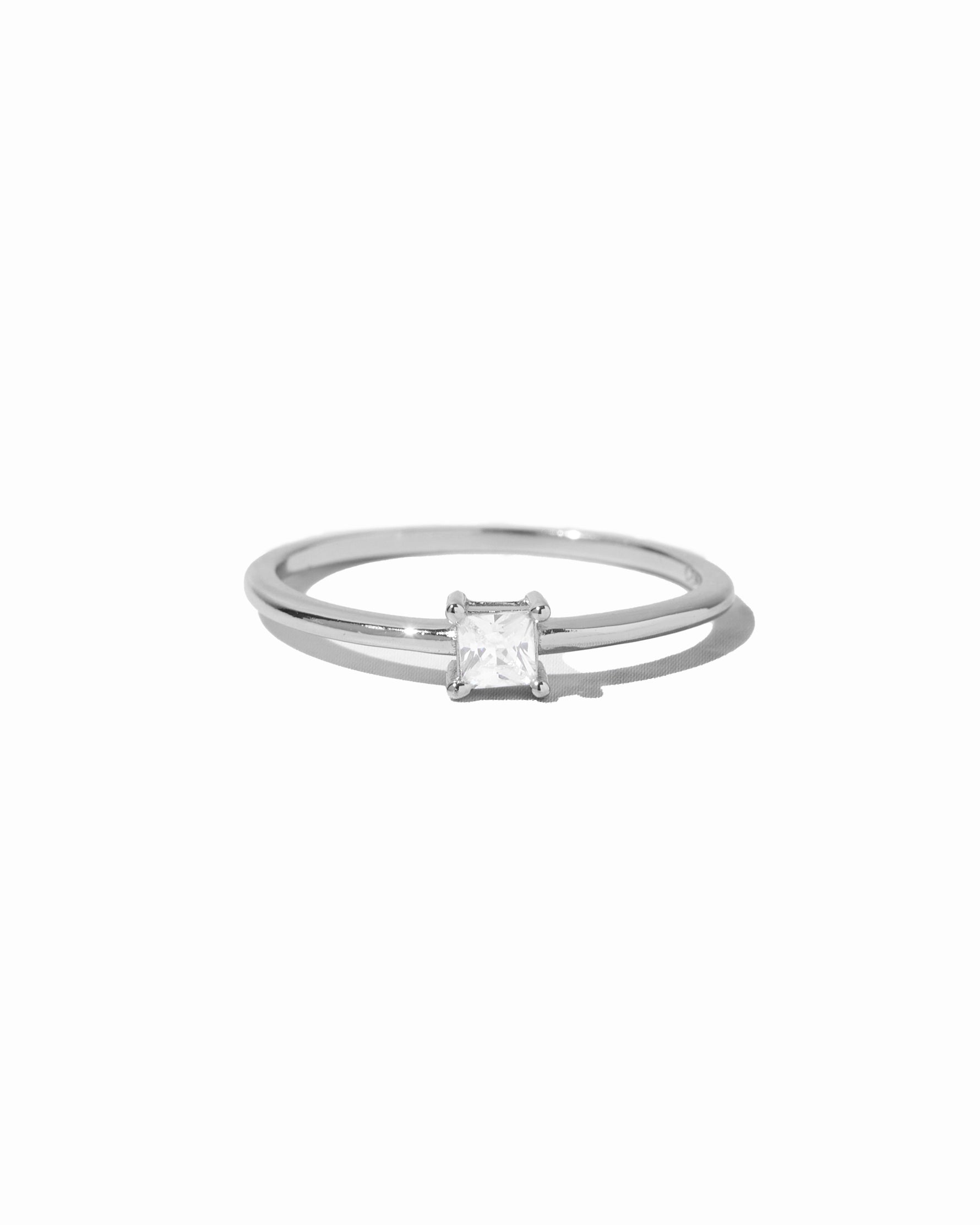 sterling silver dainty princess cut ring