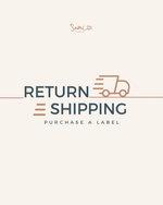 Return shipping label service with a truck icon on a light beige background