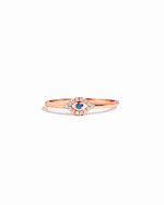 rose gold evil eye ring with cubic zirconia stones