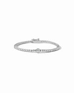 silver round bezel tennis bracelet