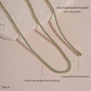 infographic showcasing our turquoise tennis chain design in a necklace and a bracelet