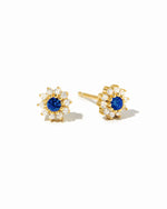 Sapphire gold flower stud earrings.