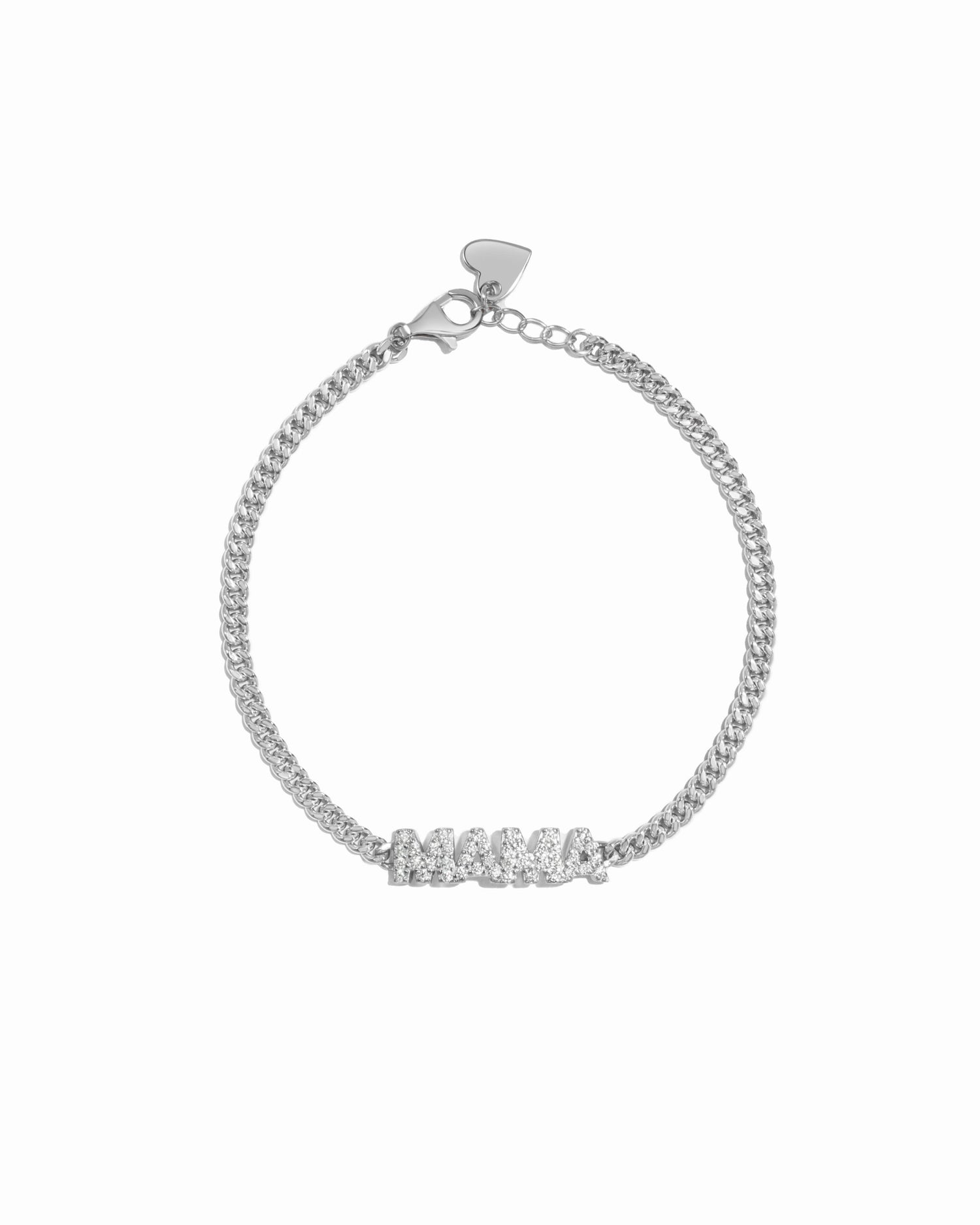 silver cuban link mama bracelet