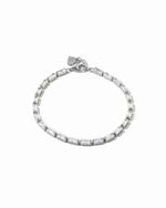 closeup image of silver baguette bracelet