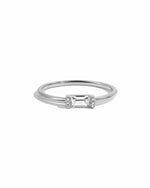 closeup image of white diamond cz baguette ring