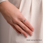 a model wearing a sterling silver band ring