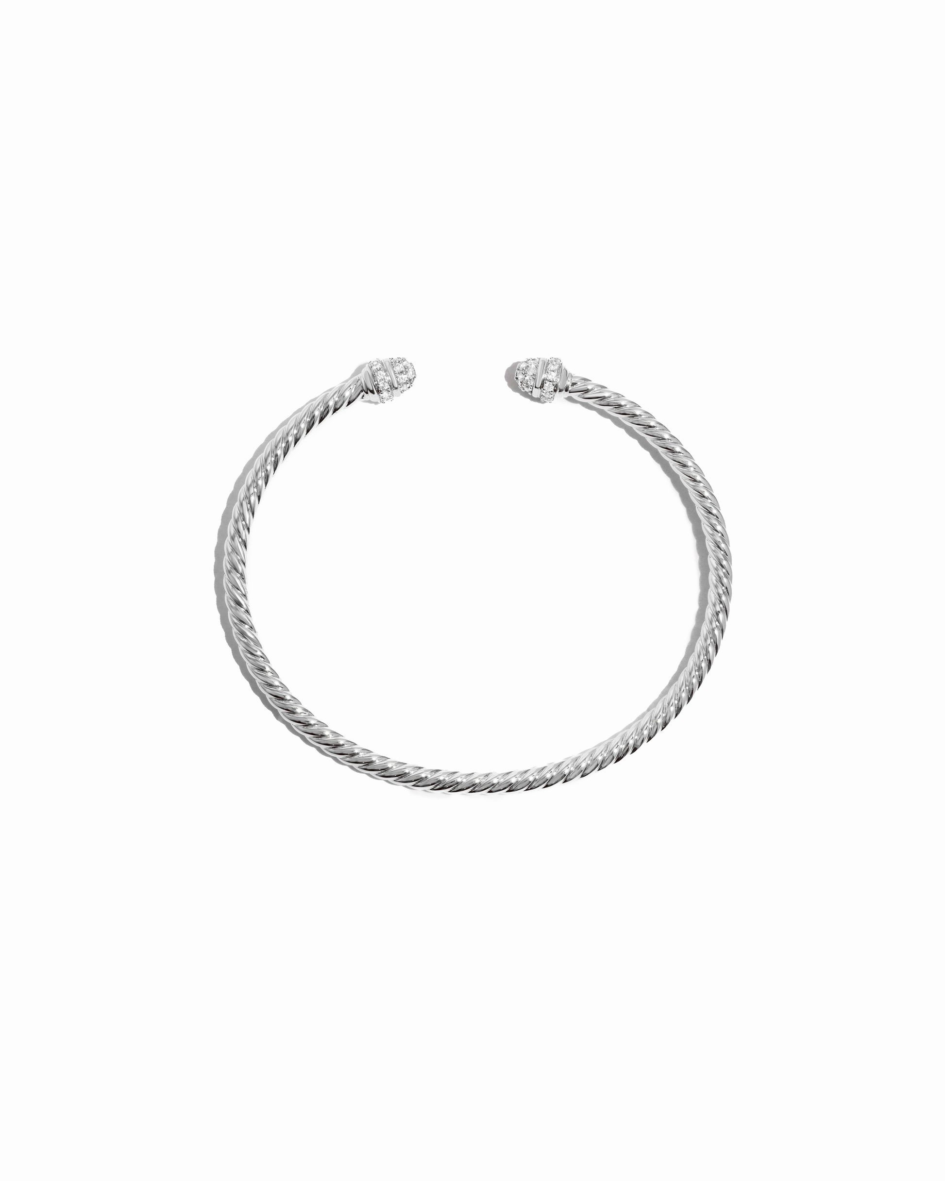 closeup image of cuff bracelet in silver