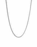 Silver chain necklace on a white background