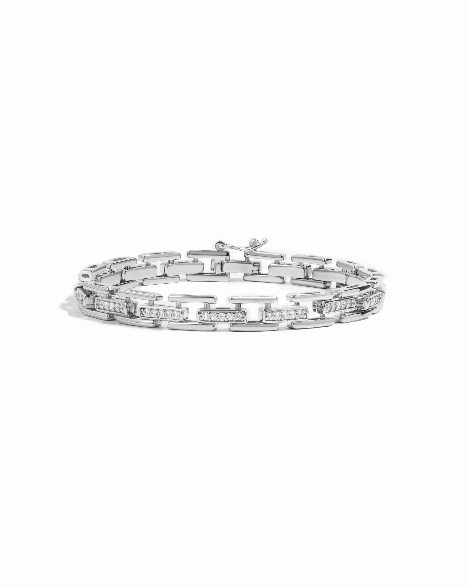 Sterling silver chain link bracelet with CZ's