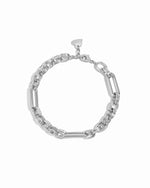 Silver chain bracelet on a white background