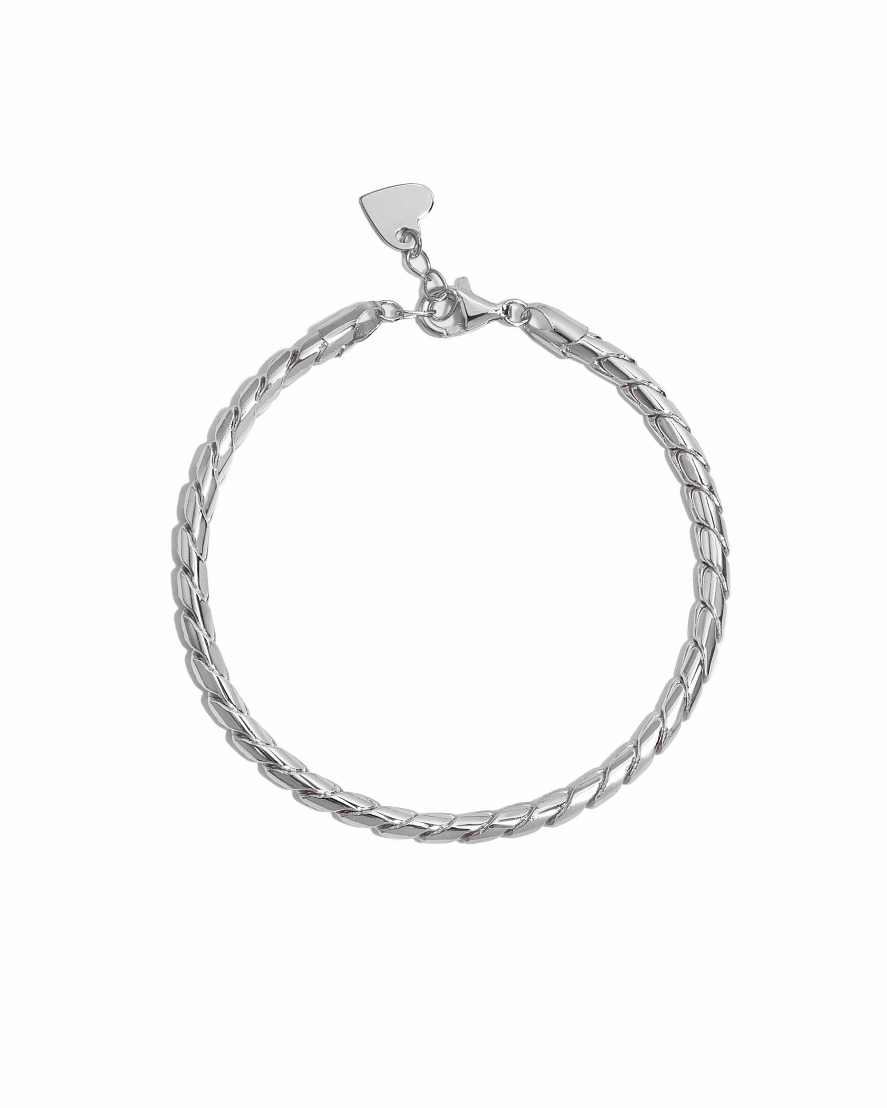Silver chain vintage bracelet on a white background 
