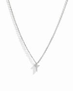 Sterling silver plain cross necklace for her, cross necklace for women on white background