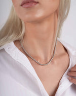 Model wearing sterling silver rope chain necklace 