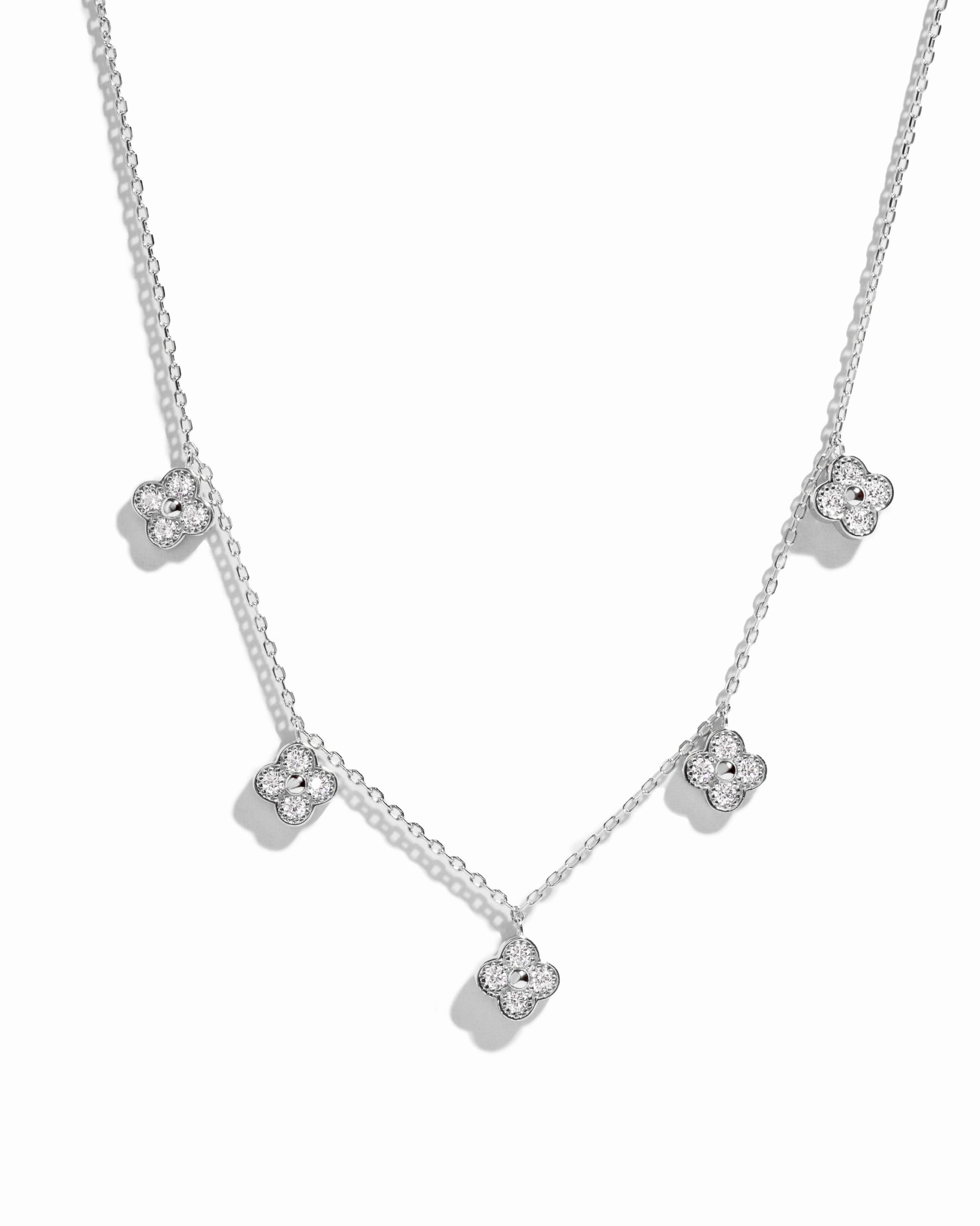 sterling silver four leaf clover charm necklace
