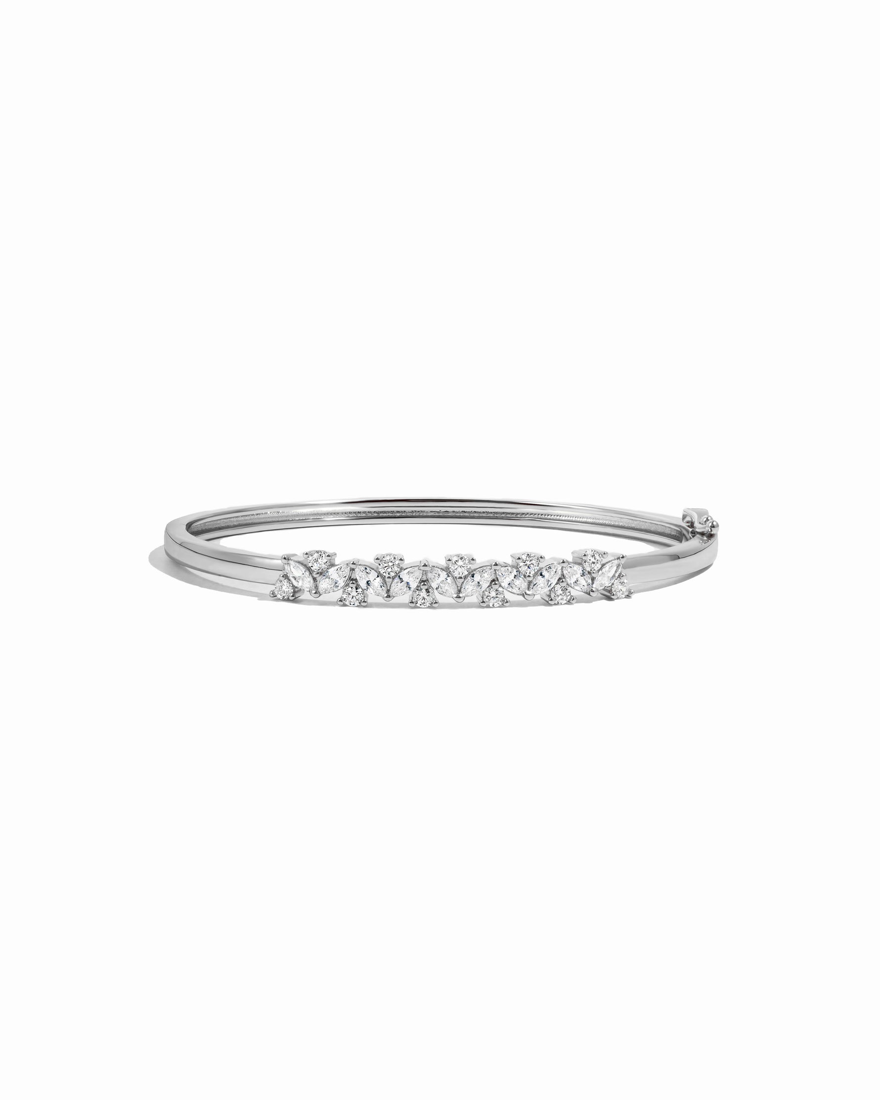 Silver diamond bangle bracelet with cubic zirconia stones