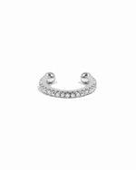 Sterling silver diamond ear cuff on a white background