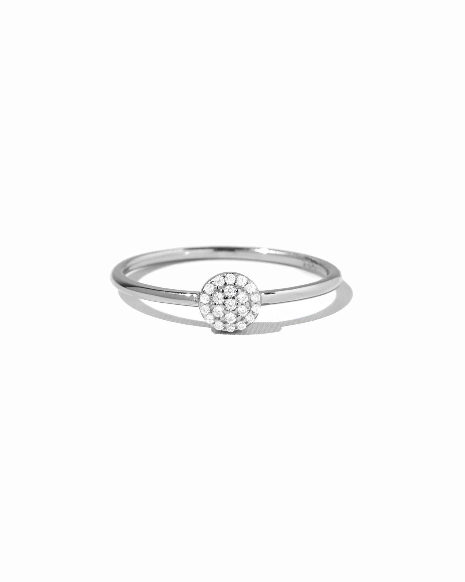 silver circle cz ring
