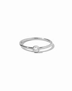 closeup image of sterling silver solitaire cz ring