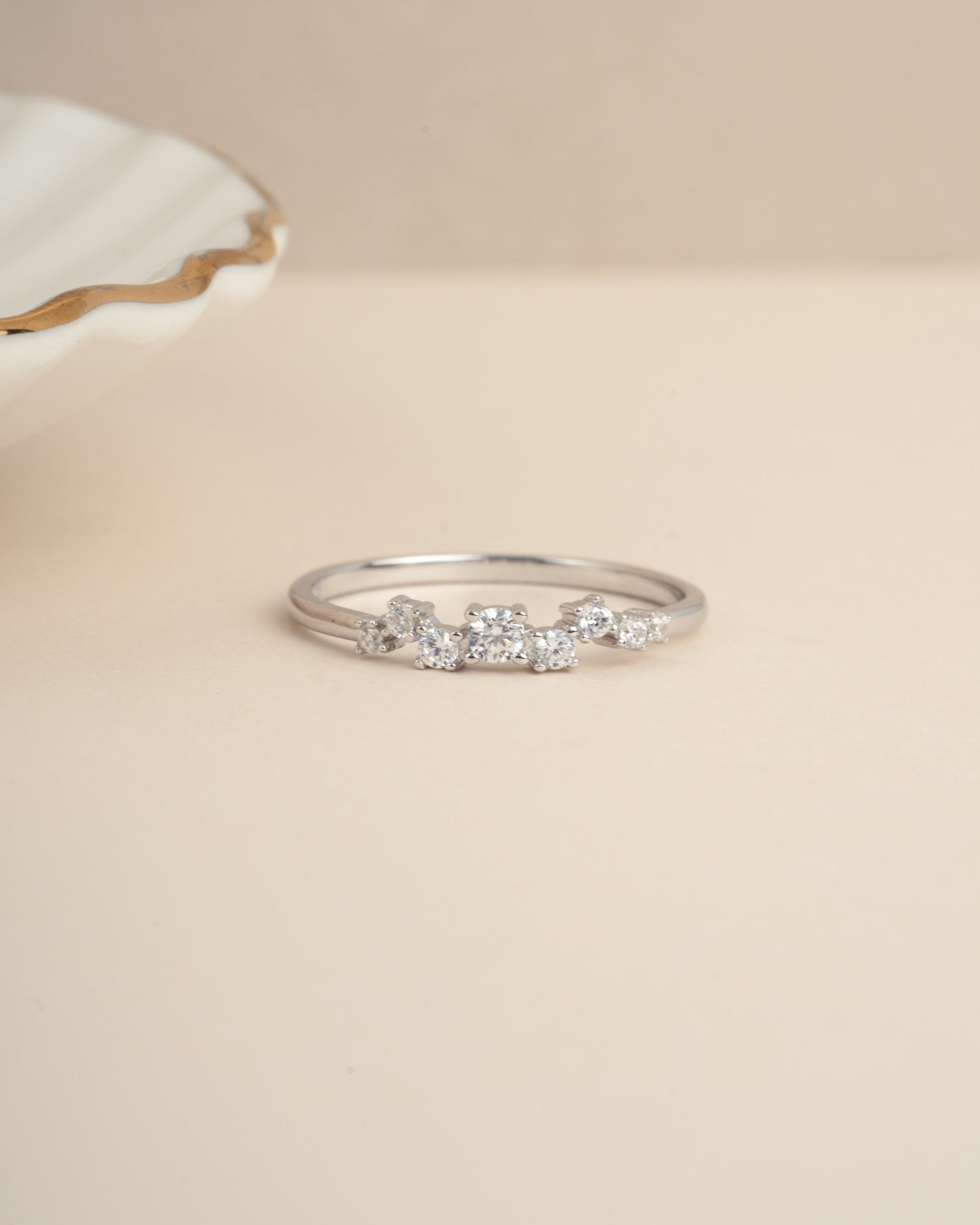 Sterling silver minimalist jewelry featuring a cluster ring design