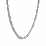 silver necklace with diamond tennis chain. 