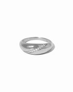 silver dome ring with cz stones