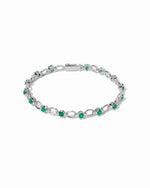 silver emerald cubic zirconia chain bracelet