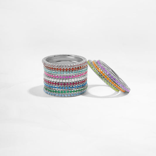 Silver Eternity Birthstone Rings