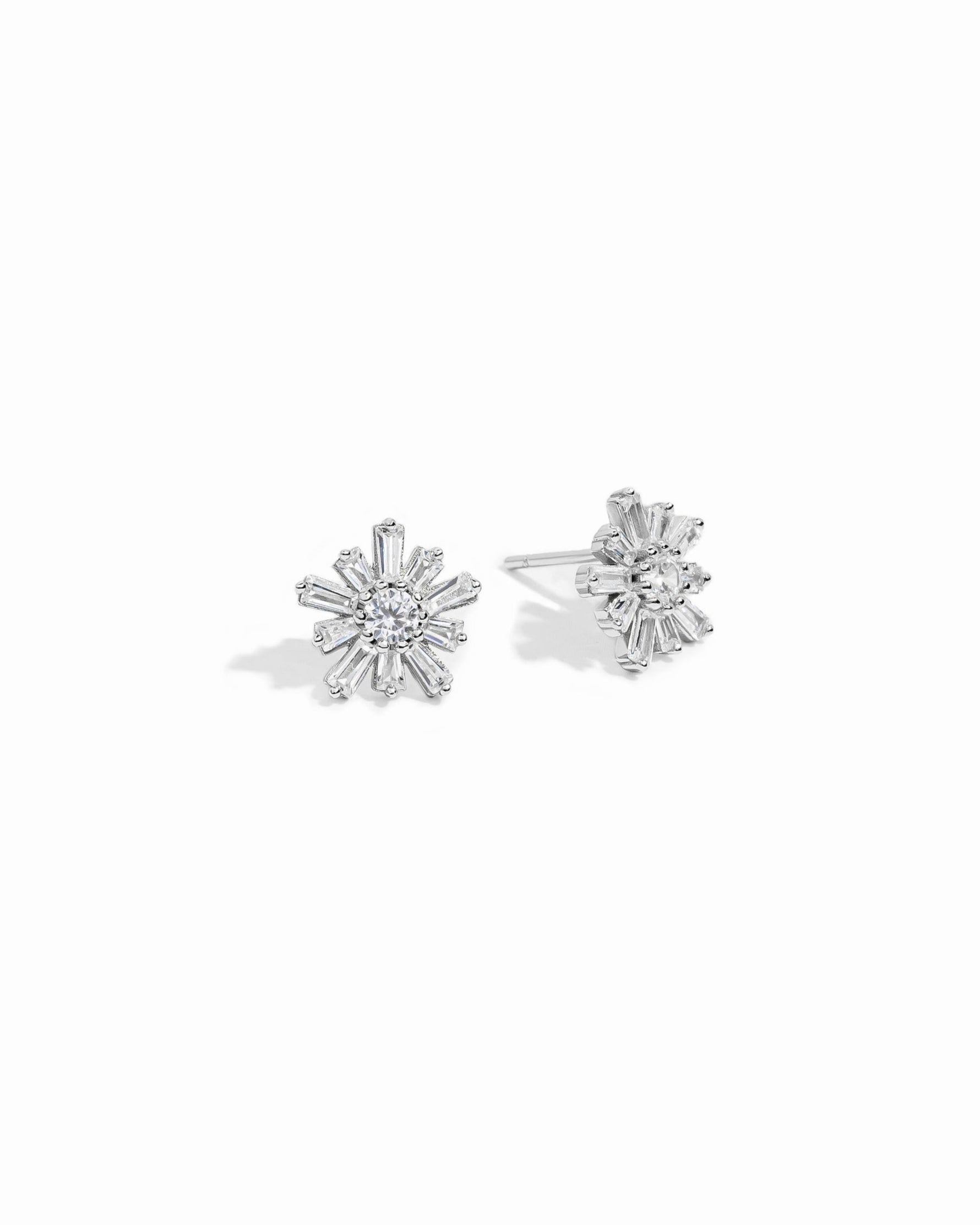 silver flower earrings