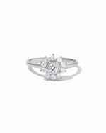 silver diamond flower ring