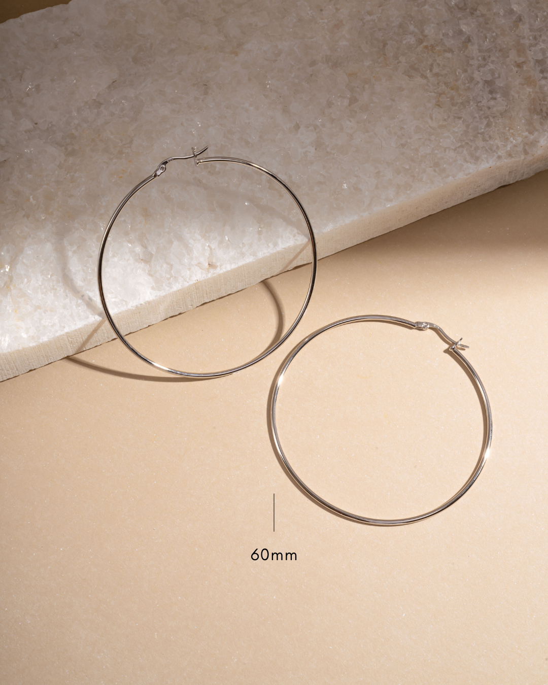 sterling silver statement hoop earrings in 60mm