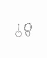 silver mini hoop charm earrings