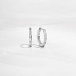 small silver hoop earrings with cubic zirconia diamonds