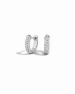 dainty small hoop earring featuring silver cubic zirconia stones 
