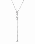 Sterling silver diamond pendant Y Necklace