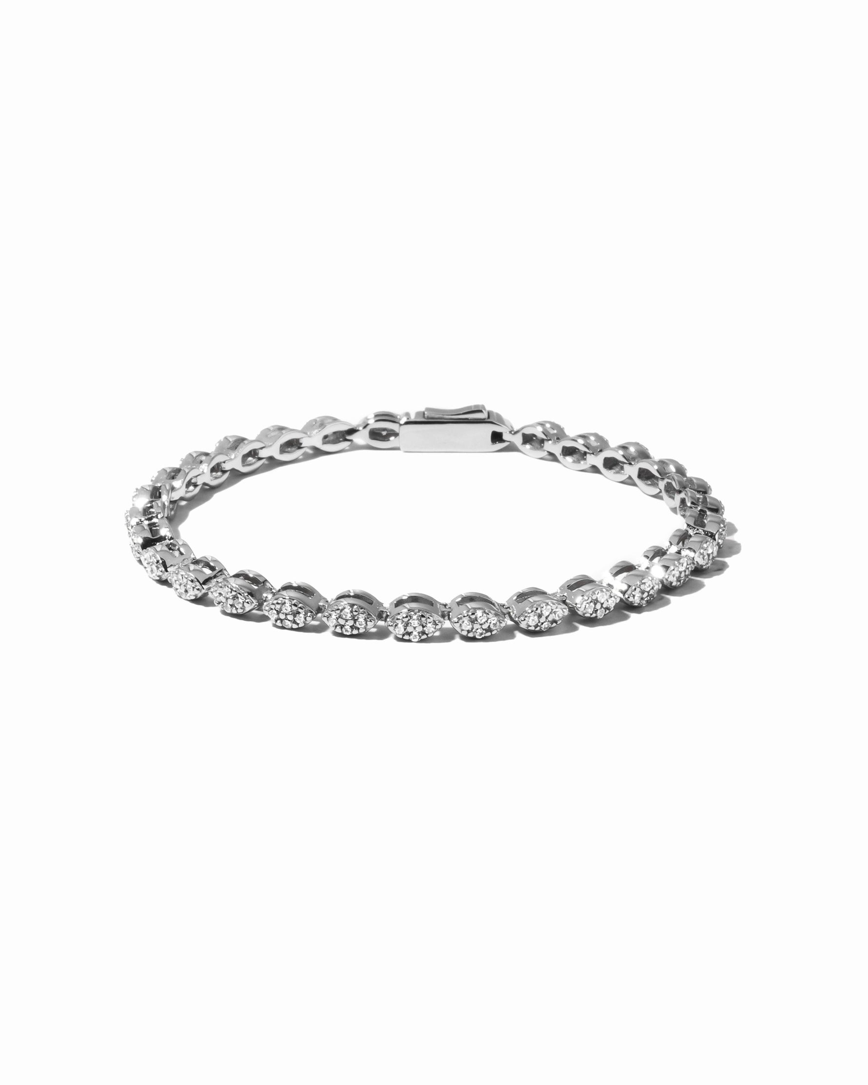 silver marquise shaped diamond tennis bracelet