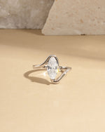 sterling silver bridal jewelry featuring a cubic zirconia diamond marquise ring