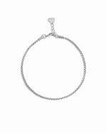 Silver box chain bracelet on white background 