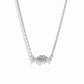 Closeup image of dainty Mom Heart Pendant on silver chain