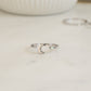 closeup image of sterling silver adjustable opal moon ring