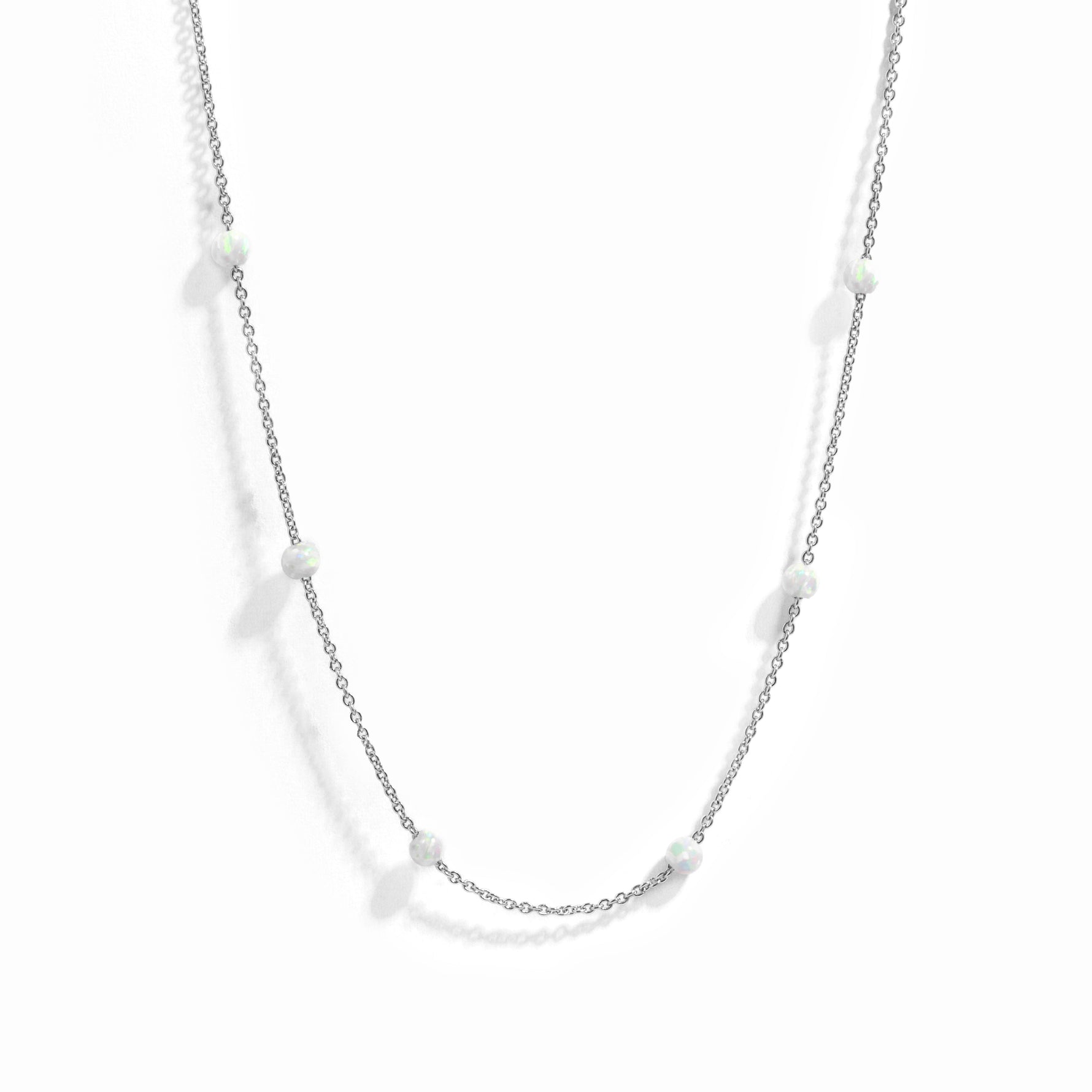 silver opal beaded necklace
