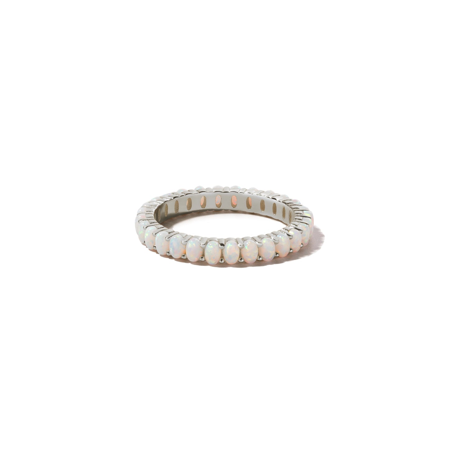 silver opal eternity ring