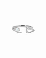 silver opal open cuff ring