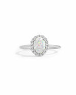 sterling silver opal solitaire ring with cz halo diamonds 