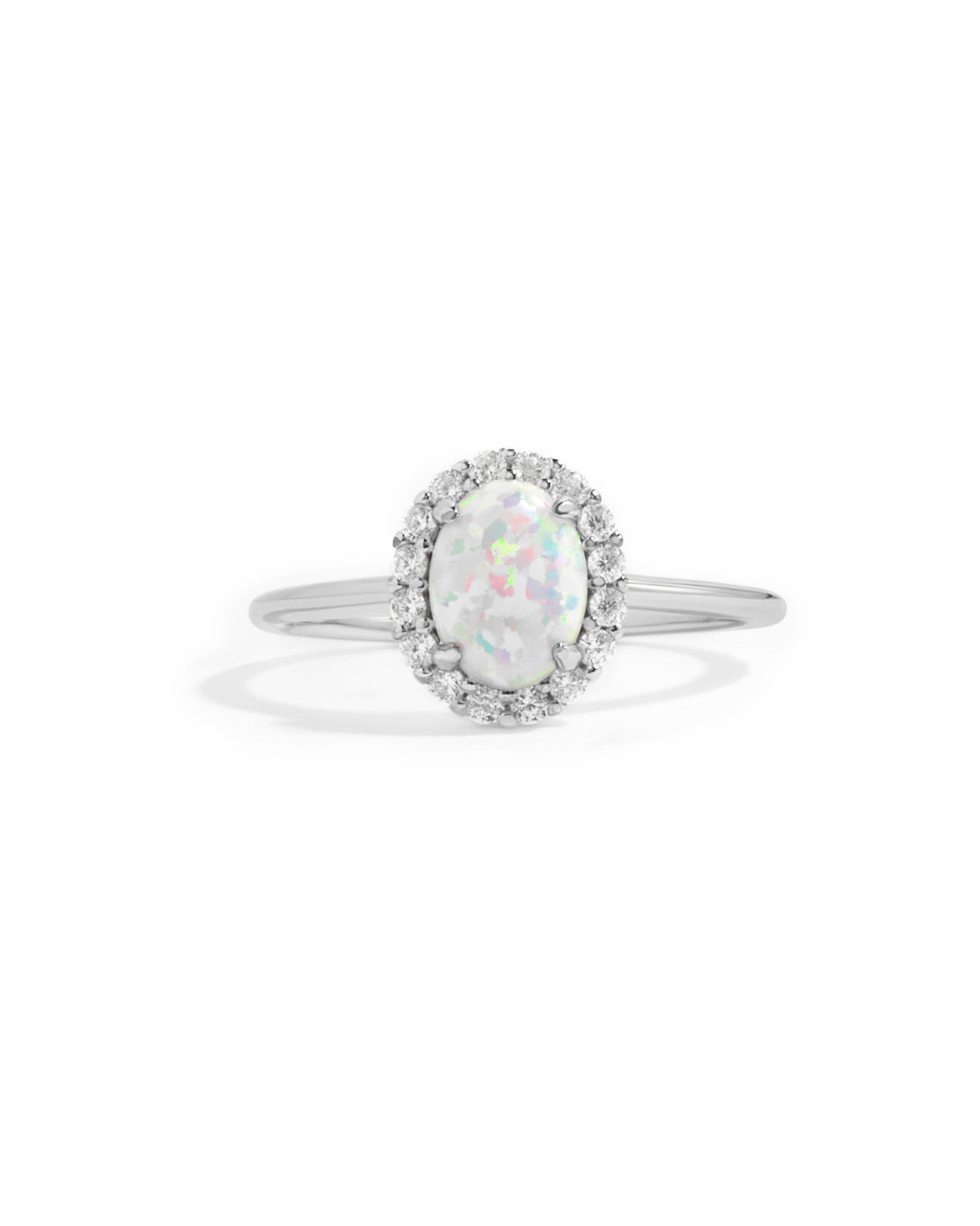 sterling silver opal solitaire ring with cz halo diamonds 