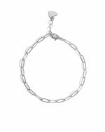 Silver chain bracelet on a white background