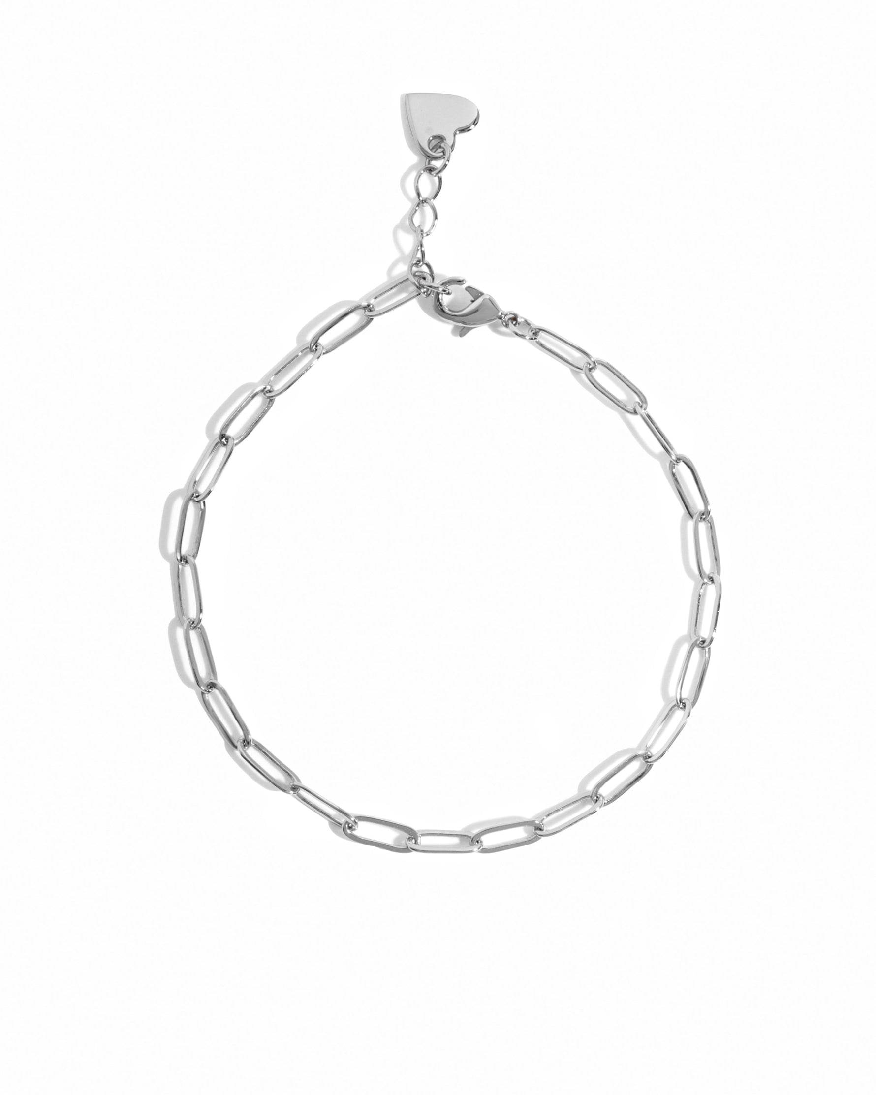 Silver chain bracelet on a white background