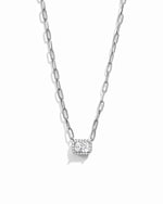 closeup image of sterling silver baguette necklace