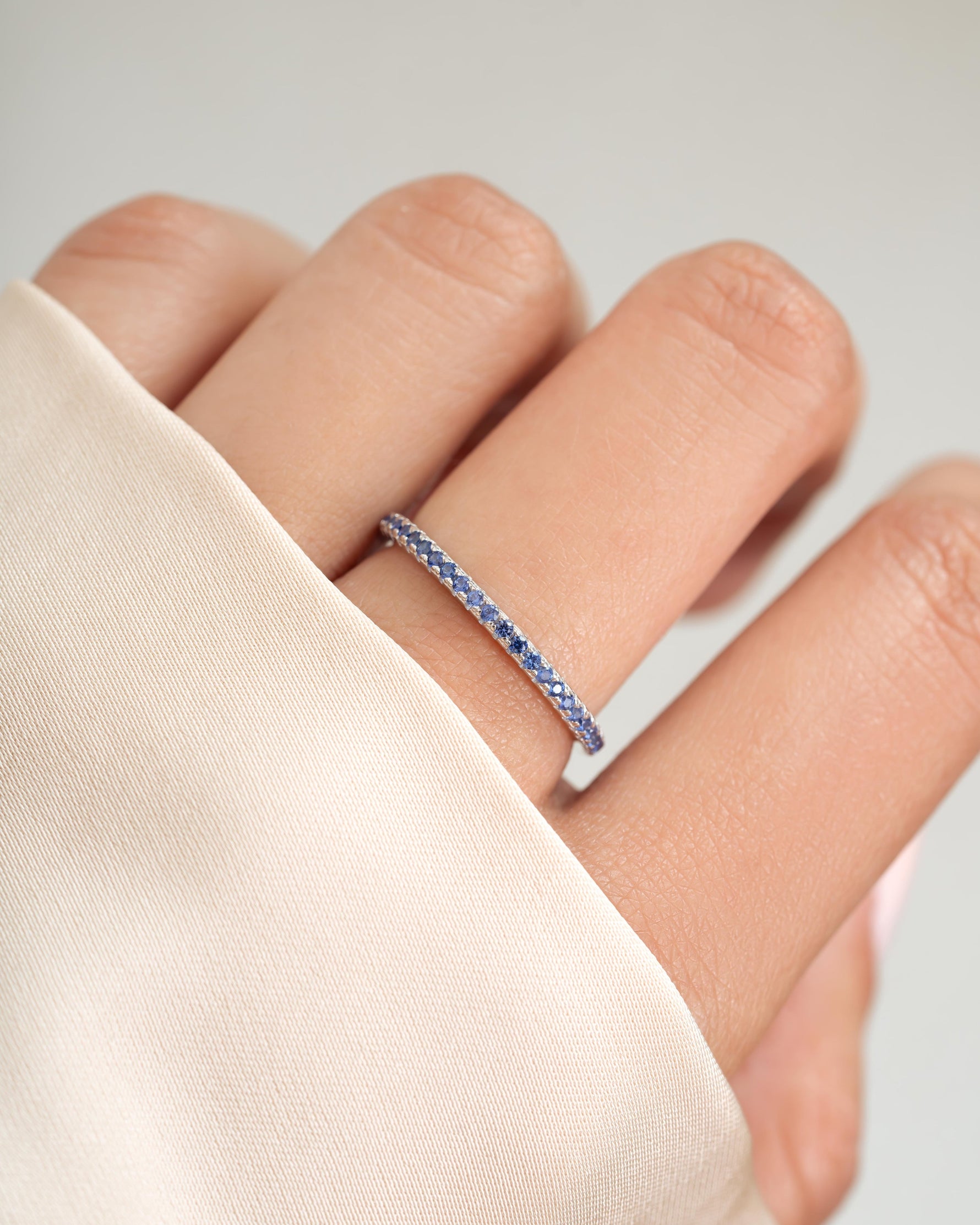 Sterling silver sapphire birthstone ring band 