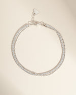 Silver chain bracelet set with dainty tennis bracelet