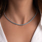 closeup image of turquoise layer necklace with tennis chain design